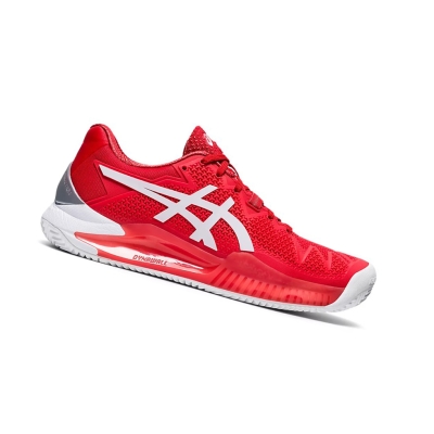 Asics GEL-RESOLUTION 8 CLAY Tennisschuhe Damen Rot Weiß | HMOV41307