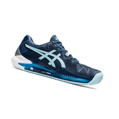 Asics GEL-RESOLUTION 8 CLAY Tennisschuhe Damen Hellindigo Blau | HYME92516