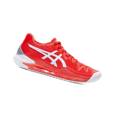 Asics GEL-Resolution 8 Tennisschuhe Damen Rot Weiß | UKLE13690