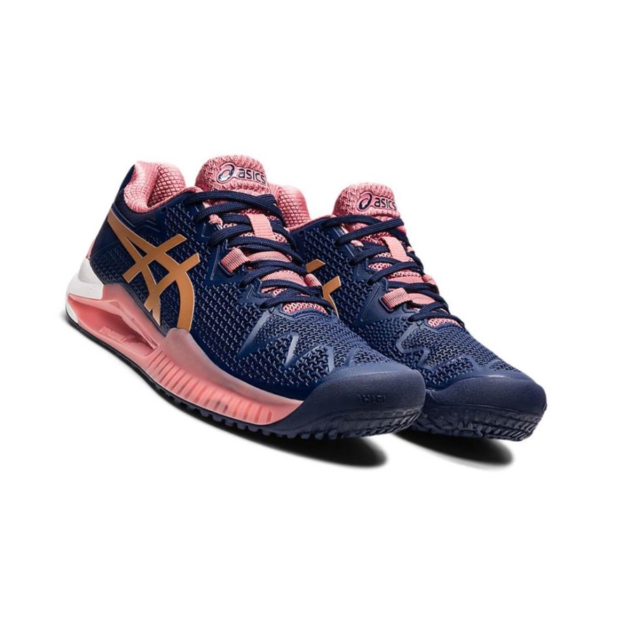 Asics GEL-RESOLUTION 8 OC Tennisschuhe Damen Navy | PIEK30458