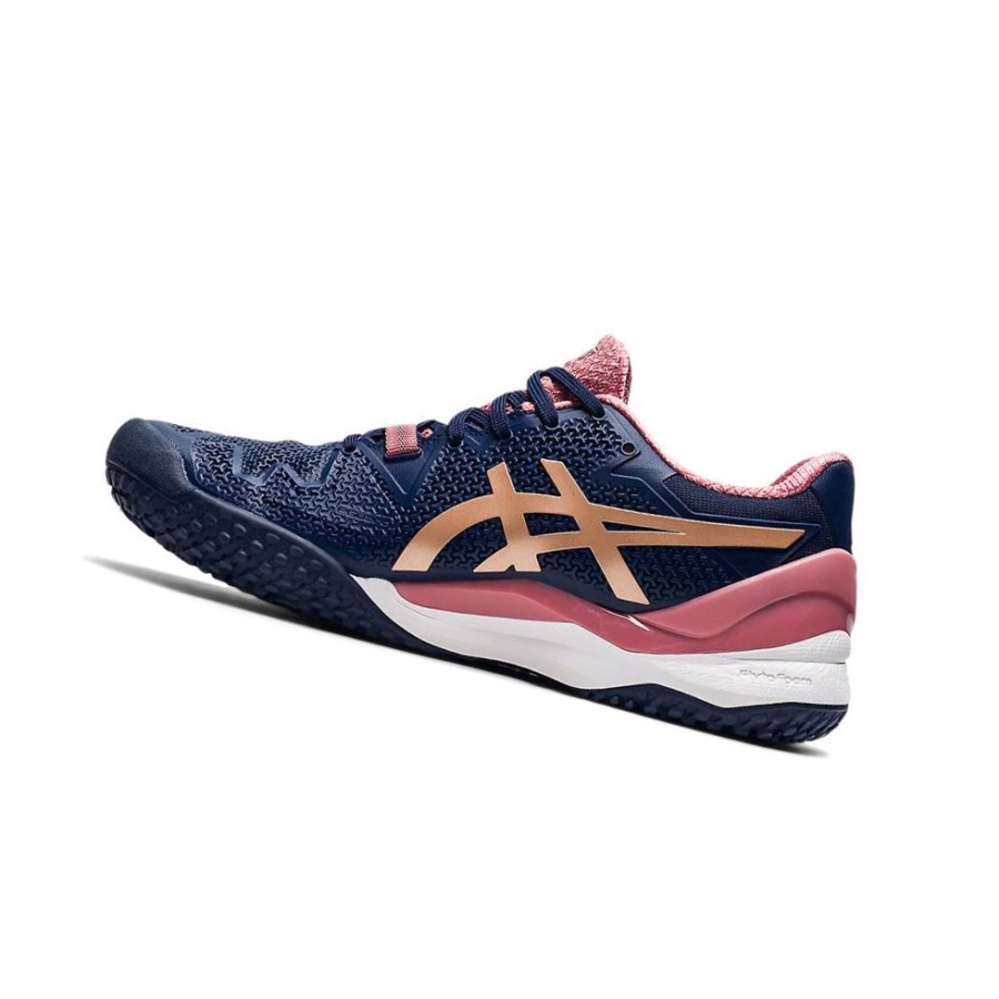 Asics GEL-RESOLUTION 8 OC Tennisschuhe Damen Navy | PIEK30458