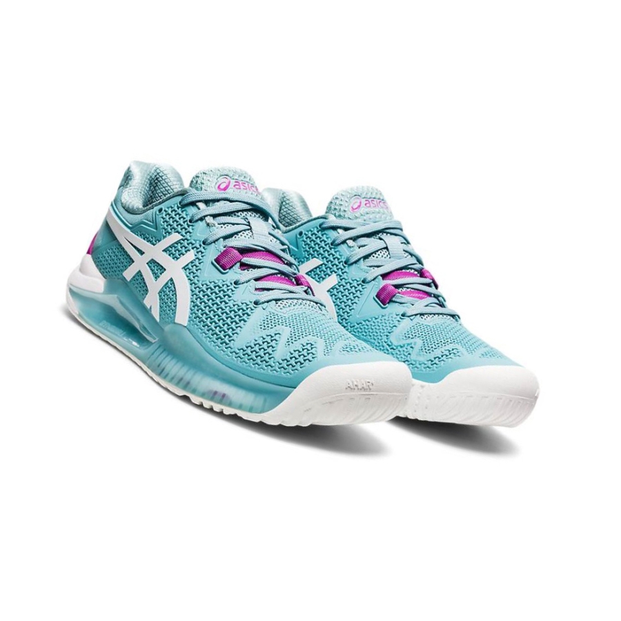 Asics GEL-RESOLUTION 8 Weite Tennisschuhe Damen Türkis | OCMY79068