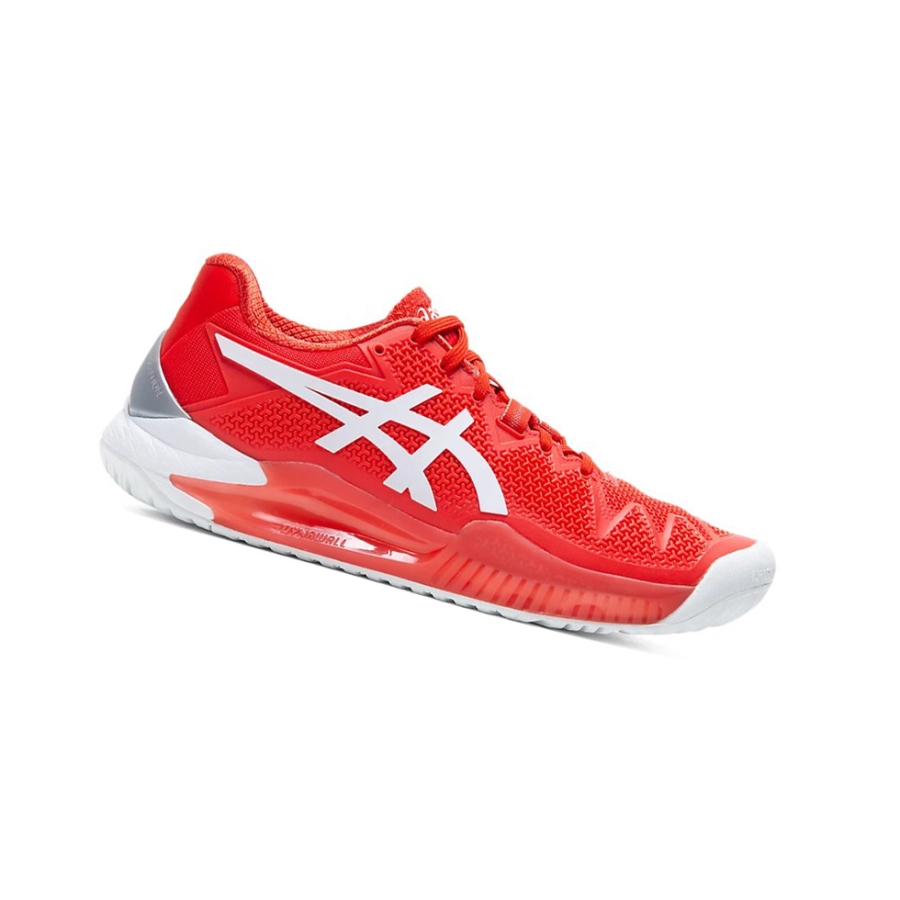 Asics GEL-Resolution 8 Tennisschuhe Damen Rot Weiß | UKLE13690