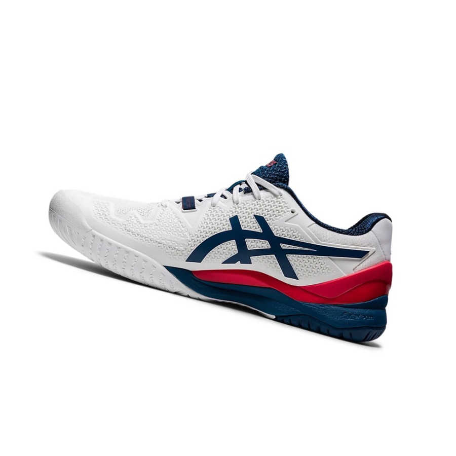 Asics GEL-Resolution 8 Tennisschuhe Herren Weiß Blau | SAGL12806