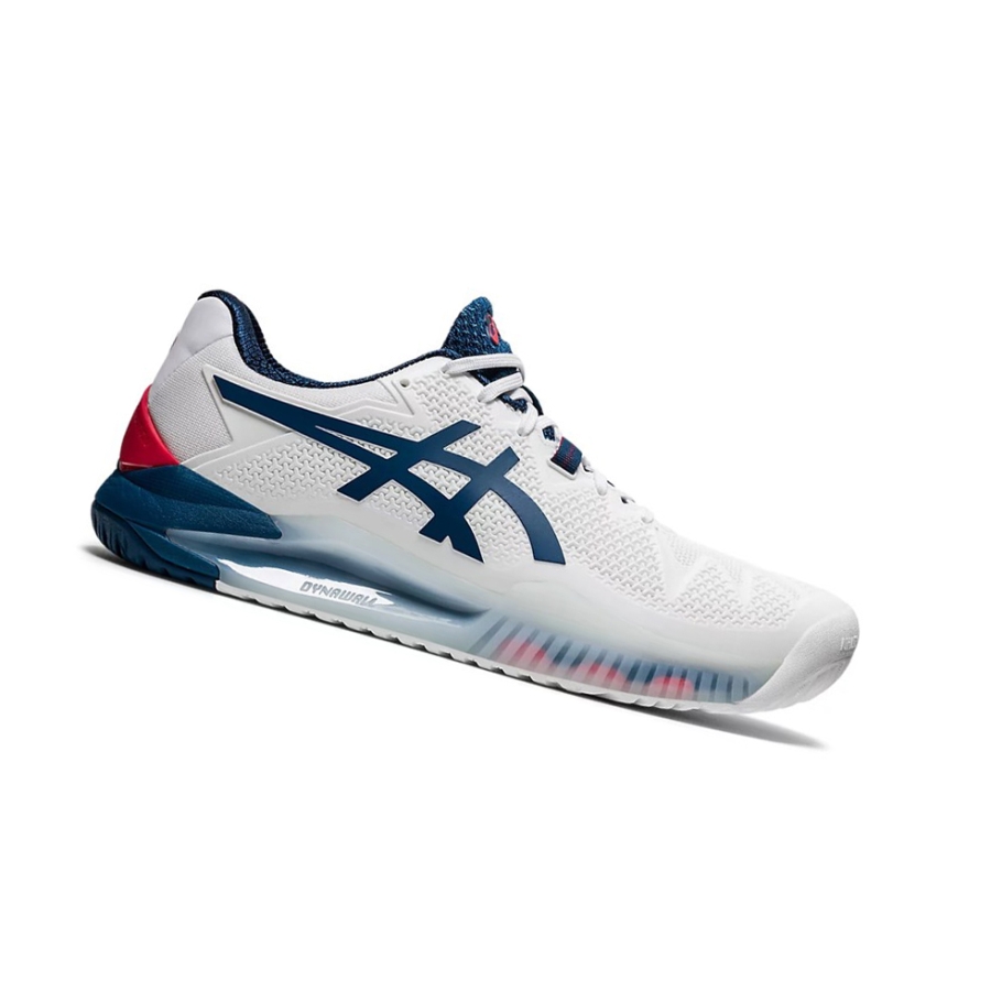 Asics GEL-Resolution 8 Tennisschuhe Herren Weiß Blau | SAGL12806