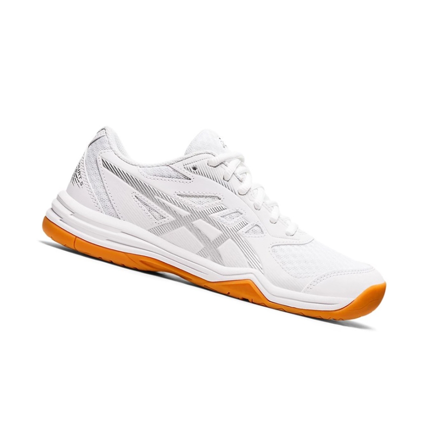 Asics UPCOURT 5 Volleyballschuhe Damen Weiß Silber | DCVX49068